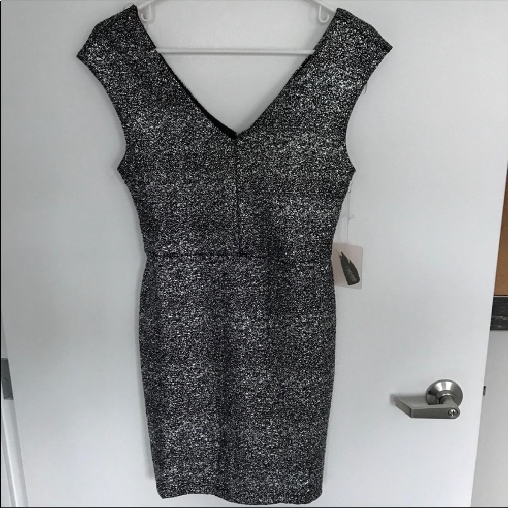 Sparkly Form-Fitting Black and Silver Mini Dress
